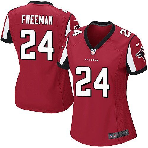 Nike Falcons #24 Devonta Freeman Red Team Color Women's Stitched NFL Elite Jersey